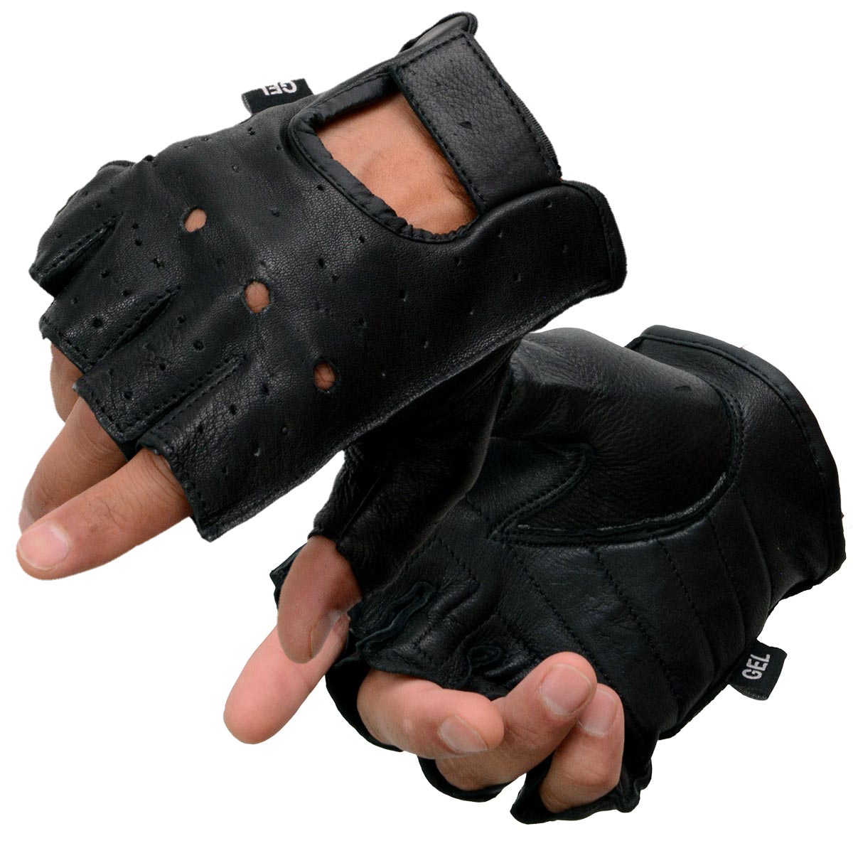 bicycle gloves ebay Milwaukee Leather-sh851-men's Deerskin Fingerless Gloves With Gel Palm
