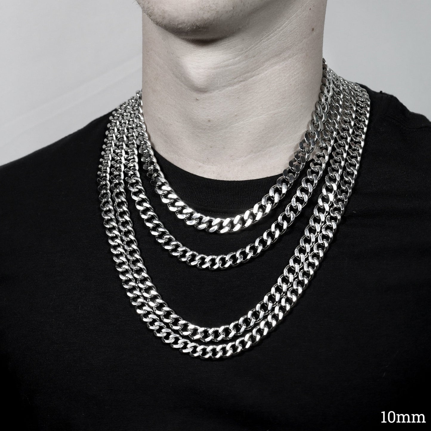 Stainless Steel Diamond Cut Curb Chain Necklace