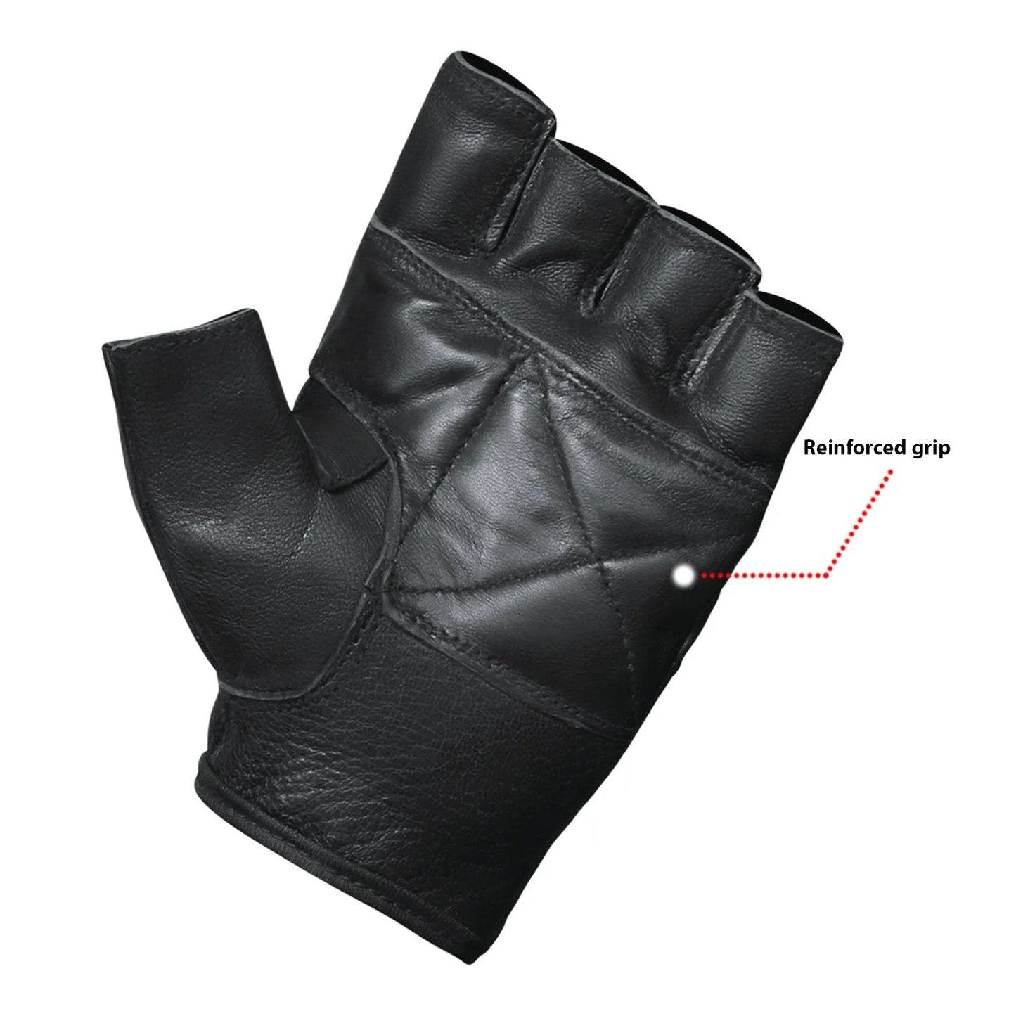 Gripshield - Men's Leather Motorcycle Fingerless Gloves