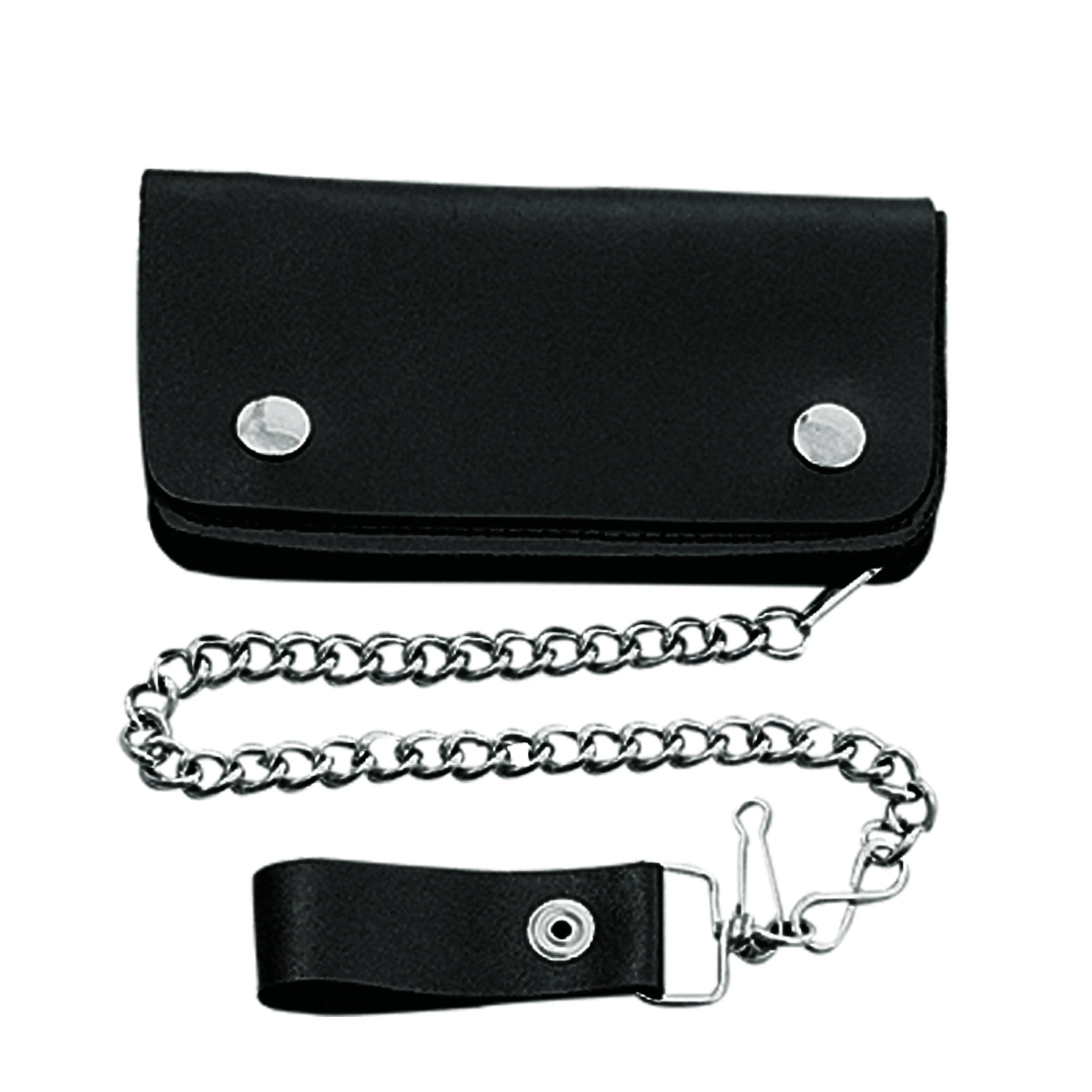 Long Black Bifold Biker Chain Wallet – Extreme Biker Leather