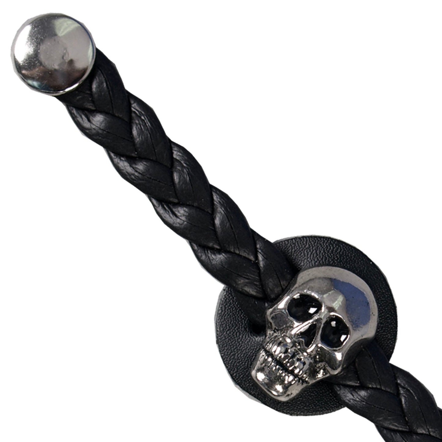 Milwaukee Leather Skull Medallion Vest Extender Genuine Leather Braided Strap 6.5" Extension MLA1064-Single