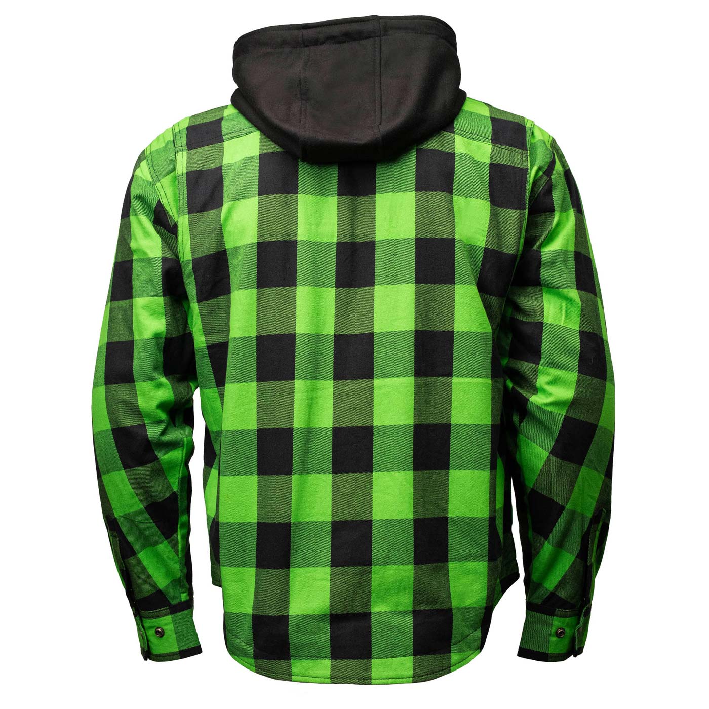 Milwaukee Leather Men’s Titans Green and Black Plaid Hooded Riding Shirt w/ CE Armor & Aramid Fiber Panels - MPM1659