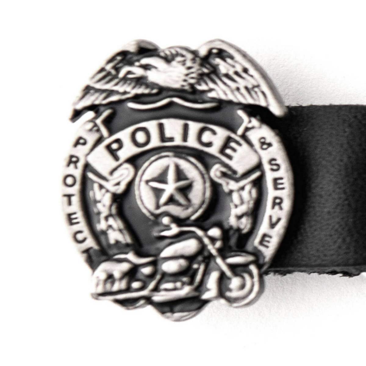 Milwaukee Leather 1-PC Vest Extender Police Badge, Double Chrome Chains - 4-Inch - MLA1032-SINGLE