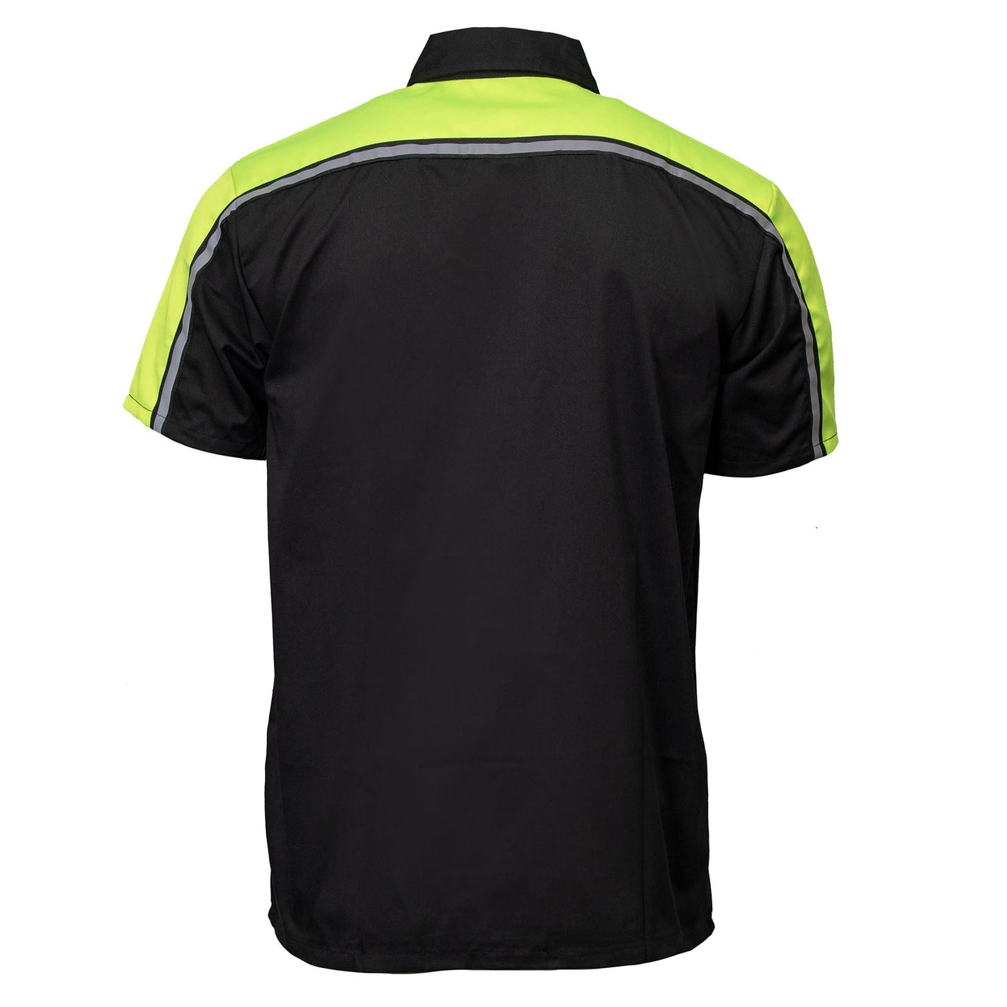 Milwaukee Motorcycle Clothing Co. Men’s Blk/Green Mechanic Work Shirt – w / Reflective Strip, Rider‑Built MDM11604