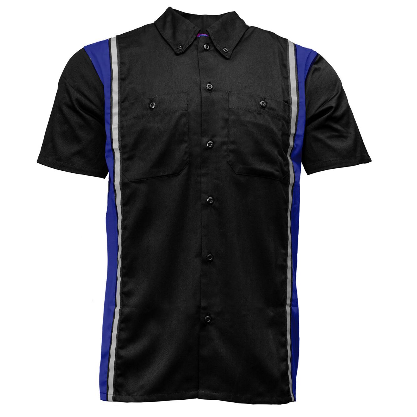 Milwaukee Motorcycle Clothing Co. Men’s Blk/Blue Mechanic Work Shirt – w / Reflective Strip, Rider‑Built MDM11609