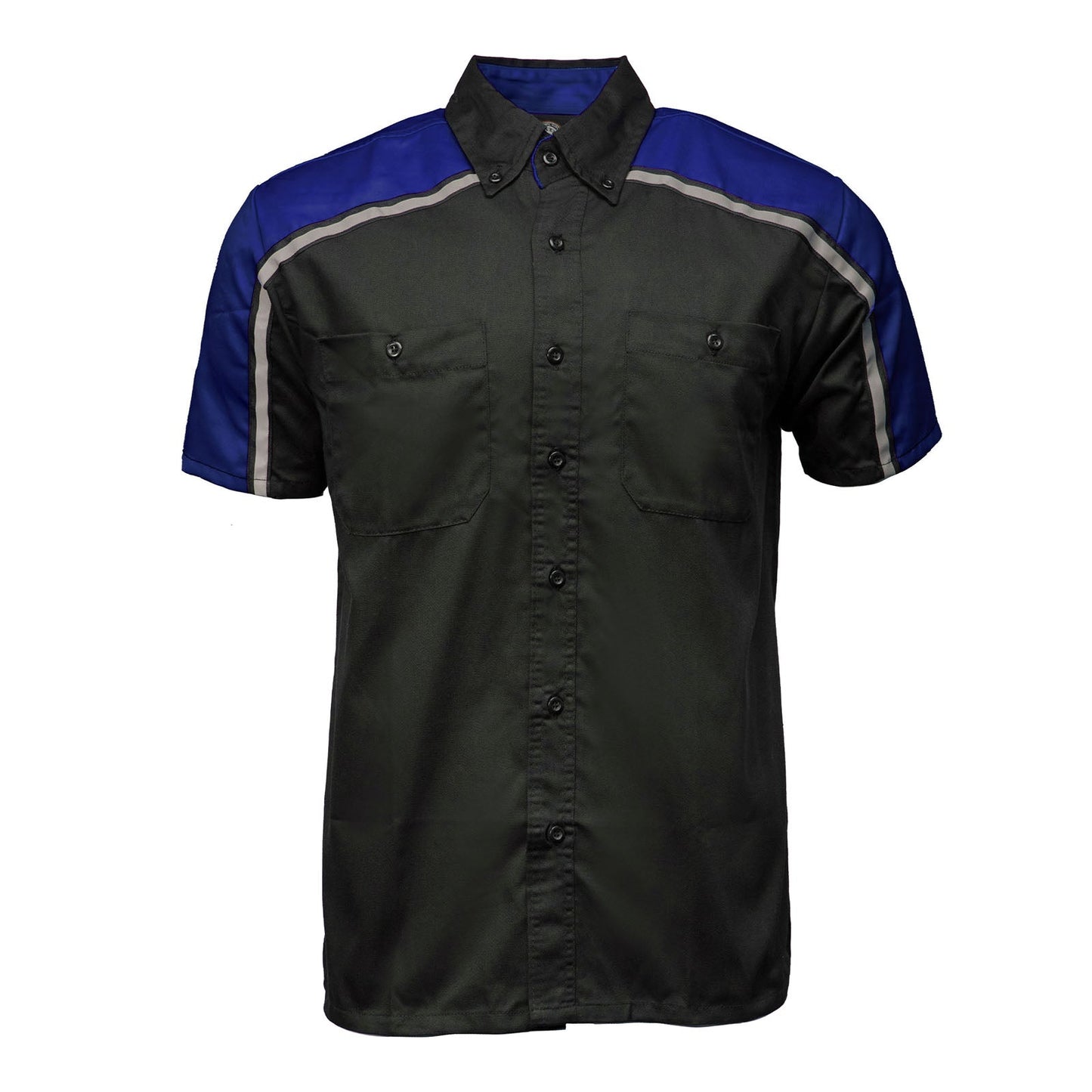 Milwaukee Motorcycle Clothing Co. Men’s Blk/Blu Mechanic Work Shirt – w / Reflective Strip, Rider‑Built MDM11602