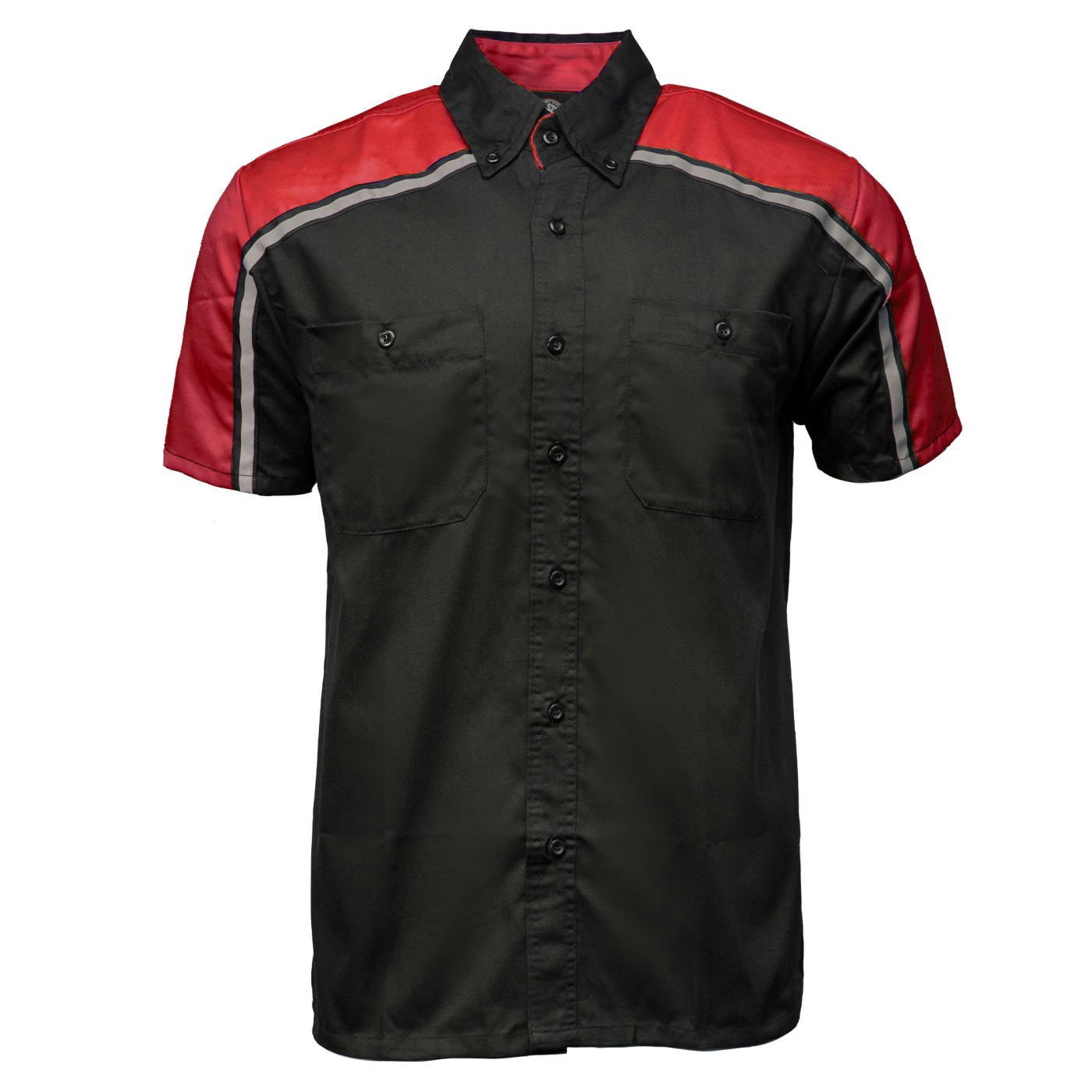 Milwaukee Motorcycle Clothing Co. Men’s Blk/Red Mechanic Work Shirt – w / Reflective Strip, Rider‑Built MDM11606