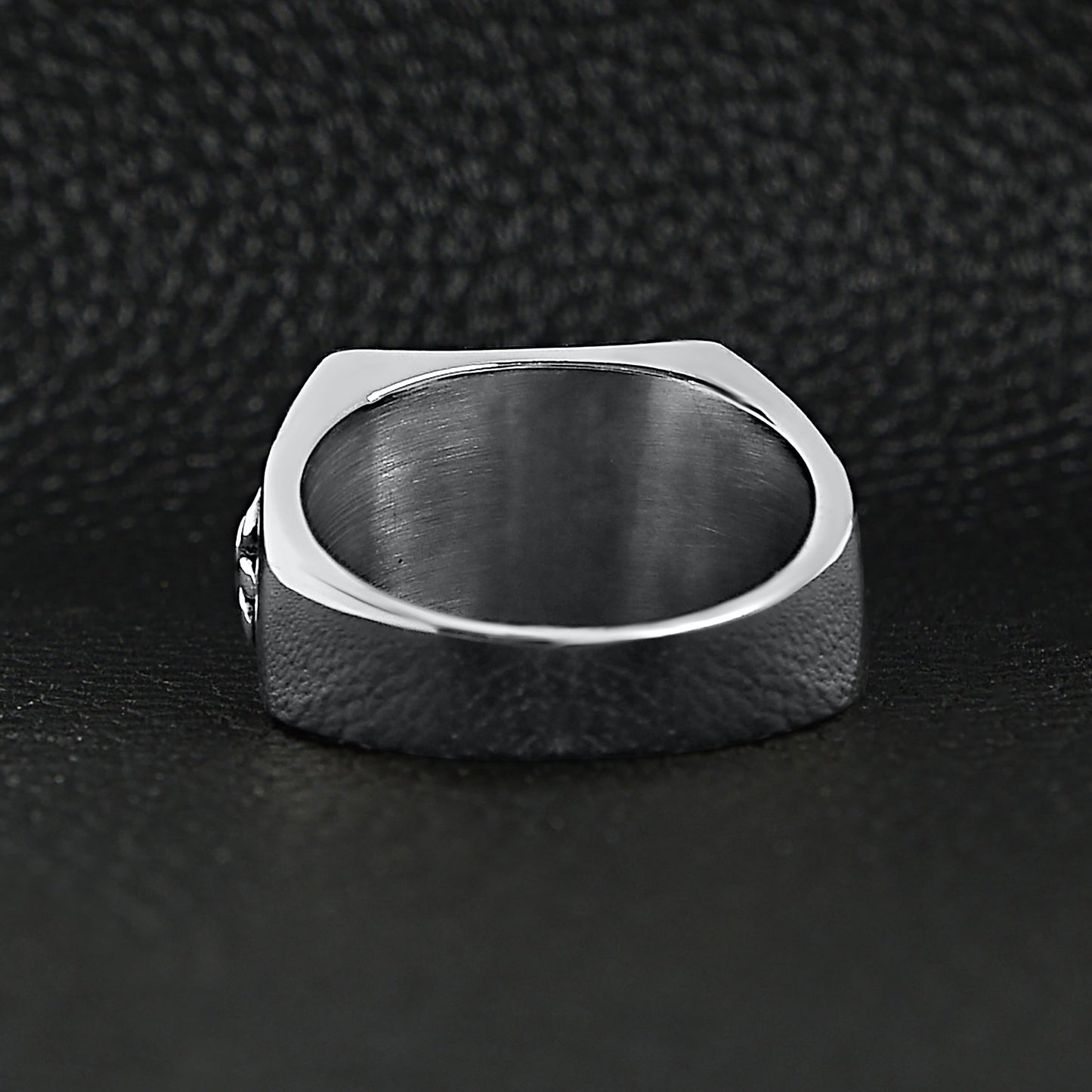 Stainless Steel Polished Black Fleur De Lis Signet Ring