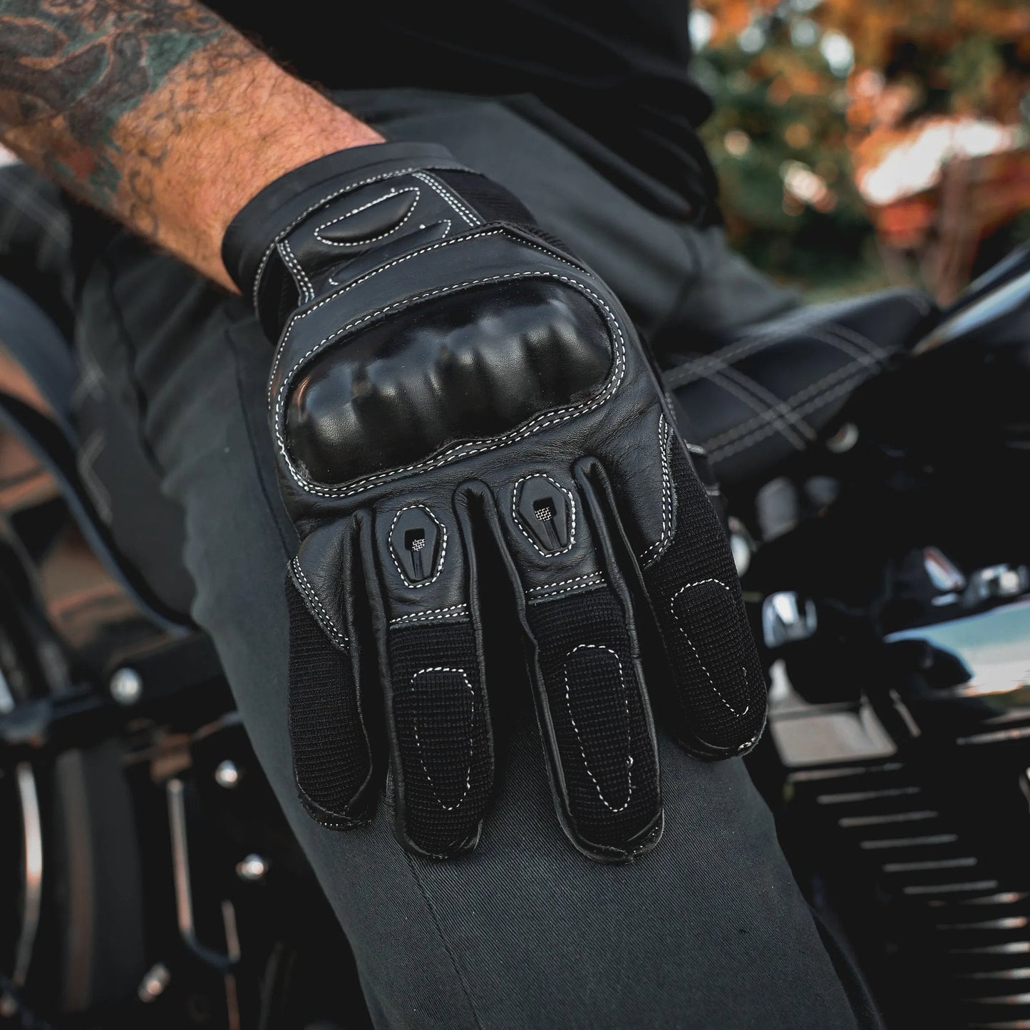 Mens Full Finger Gloves with Knuckle Armor
