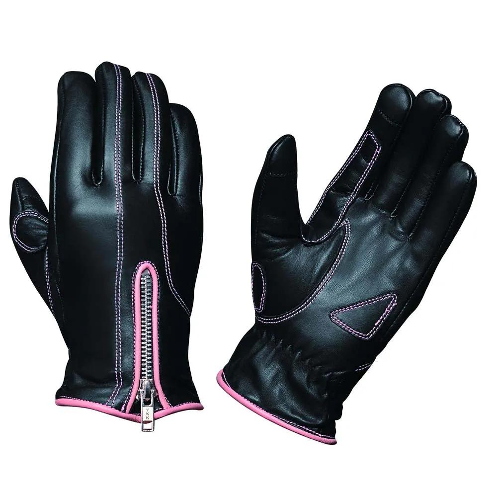 Ladies Full Finger Gloves with Pink Stitching