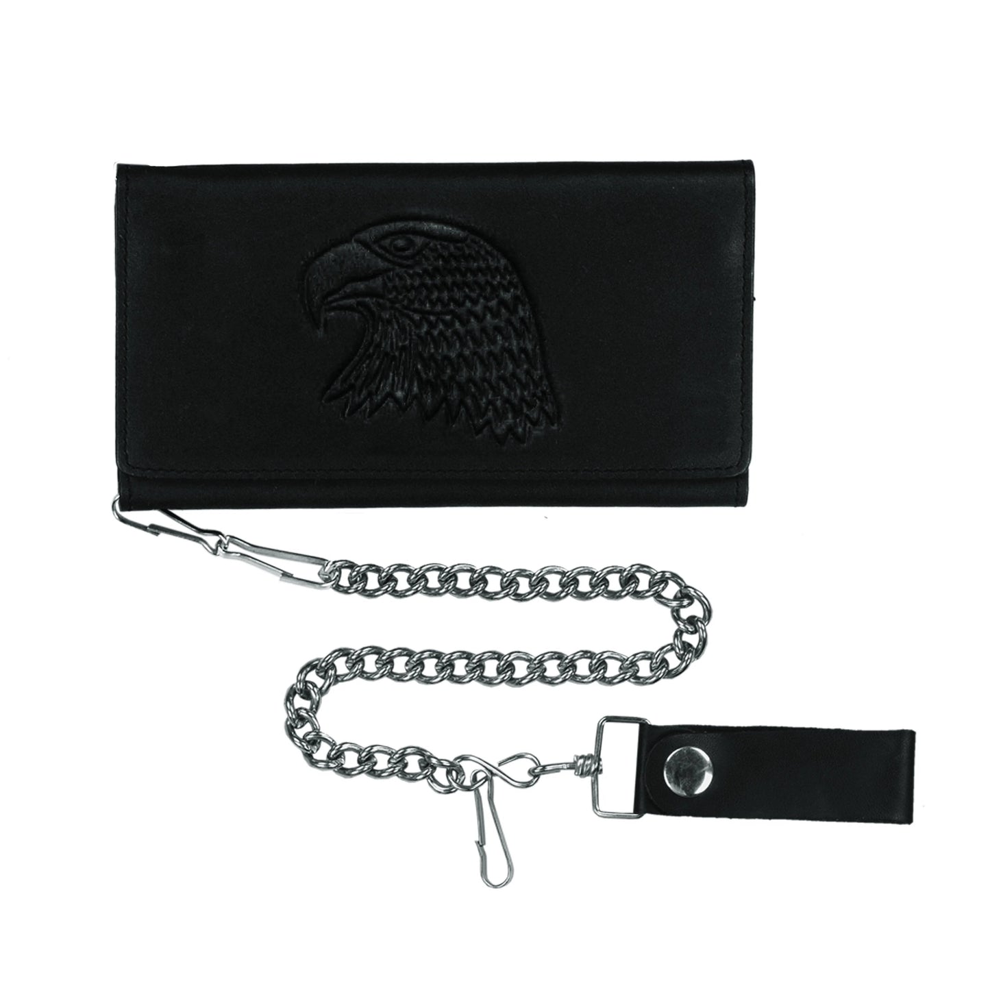 Royal Black Snap Closure Biker Chain Wallet