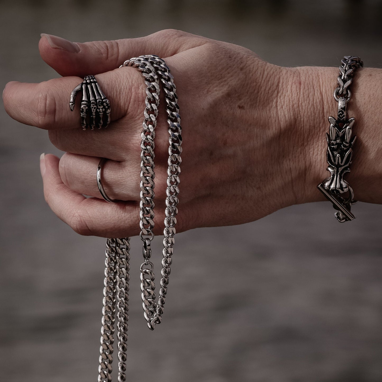 Stainless Steel Skeleton Hand Ring