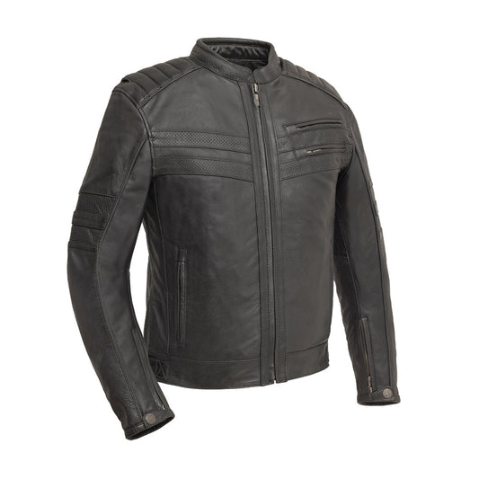 BiTurbo - Men's Leather Motorcycle Jacket Men's Leather Jacket First Manufacturing Company Black S 