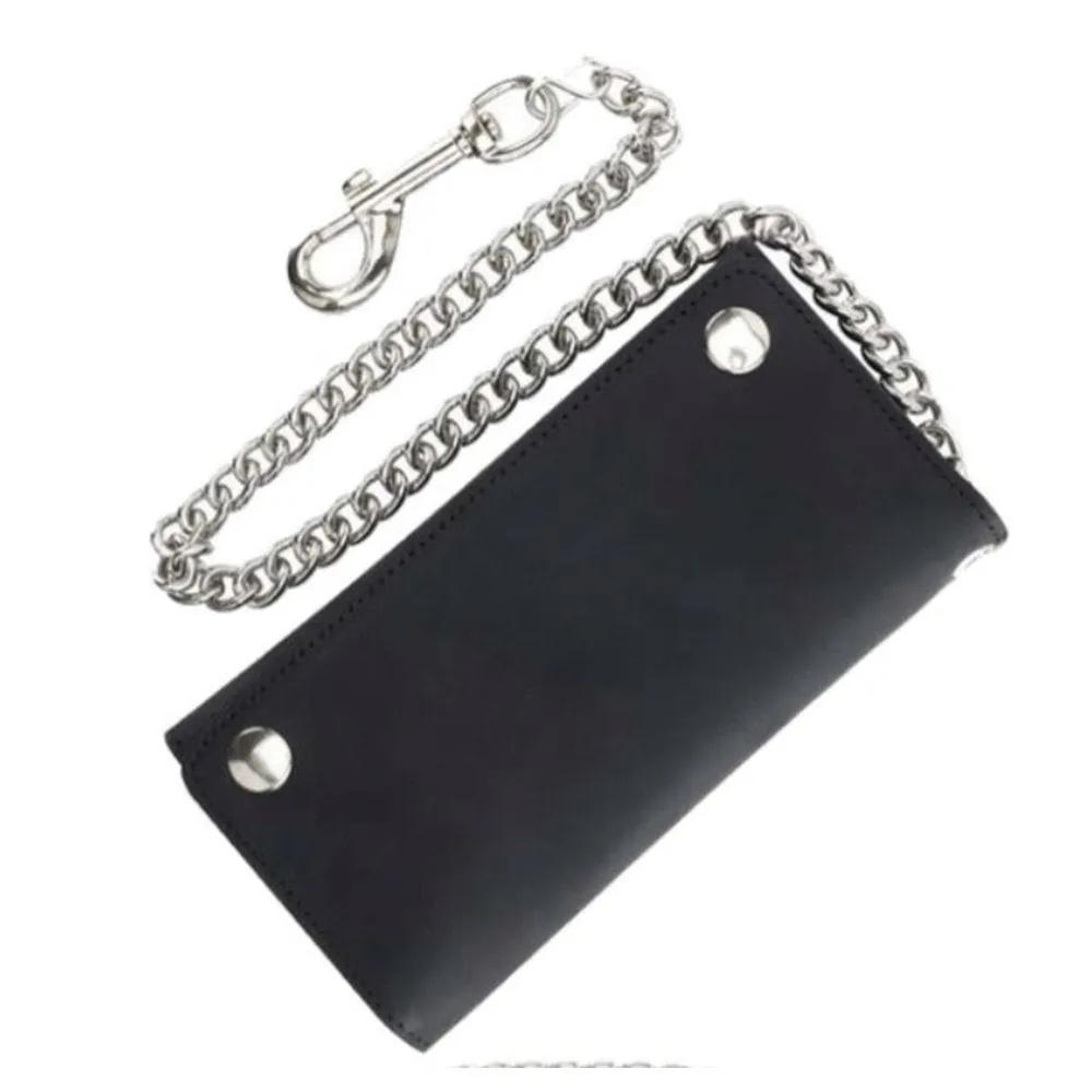 Black Trifold Biker Chain Wallet
