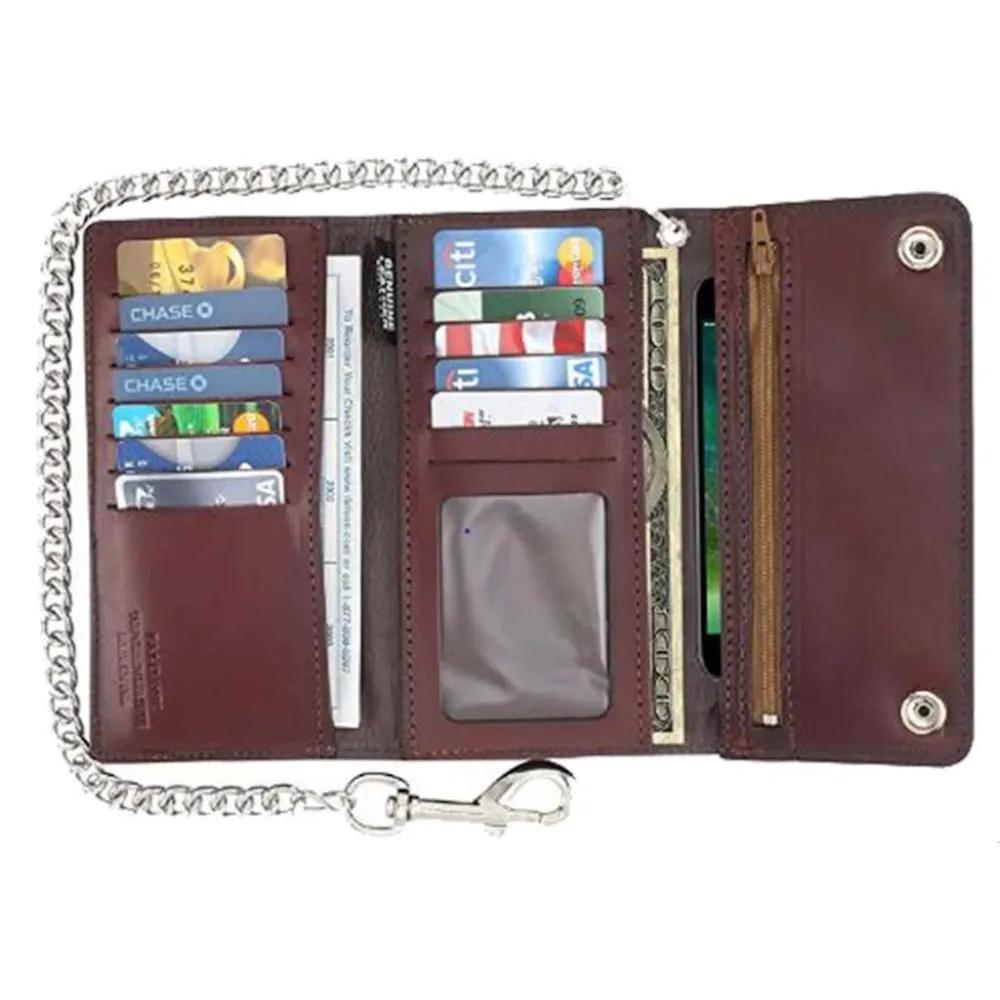 Red Trifold Biker Chain Wallet