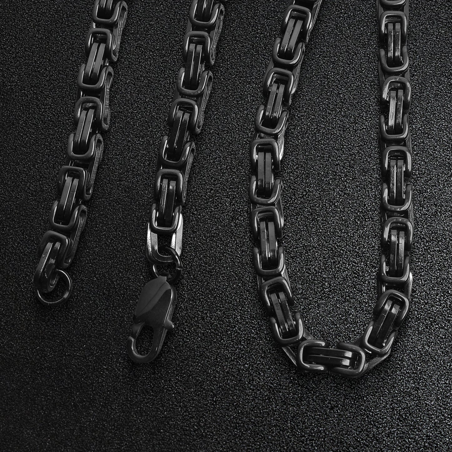 Stainless Steel Black Byzantine Chain Necklace