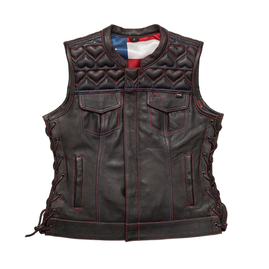 Rosie Women’s Motorcycle Leather Vest Women's Leather Vest First Manufacturing Company Black XS 