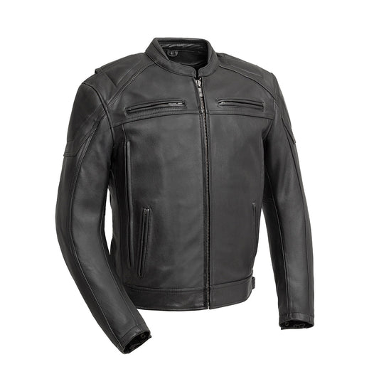 Chaos - Men's Leather Motorcycle Jacket Men's Leather Jacket First Manufacturing Company Black S 