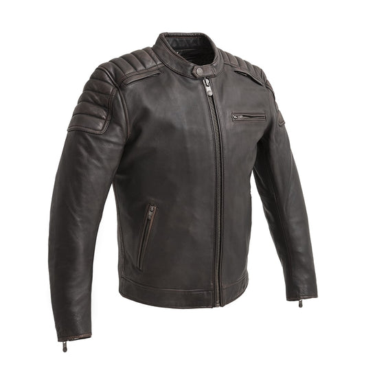 Crusader Men's Motorcycle Leather Jacket Men's Leather Jacket First Manufacturing Company Brown Beige S 