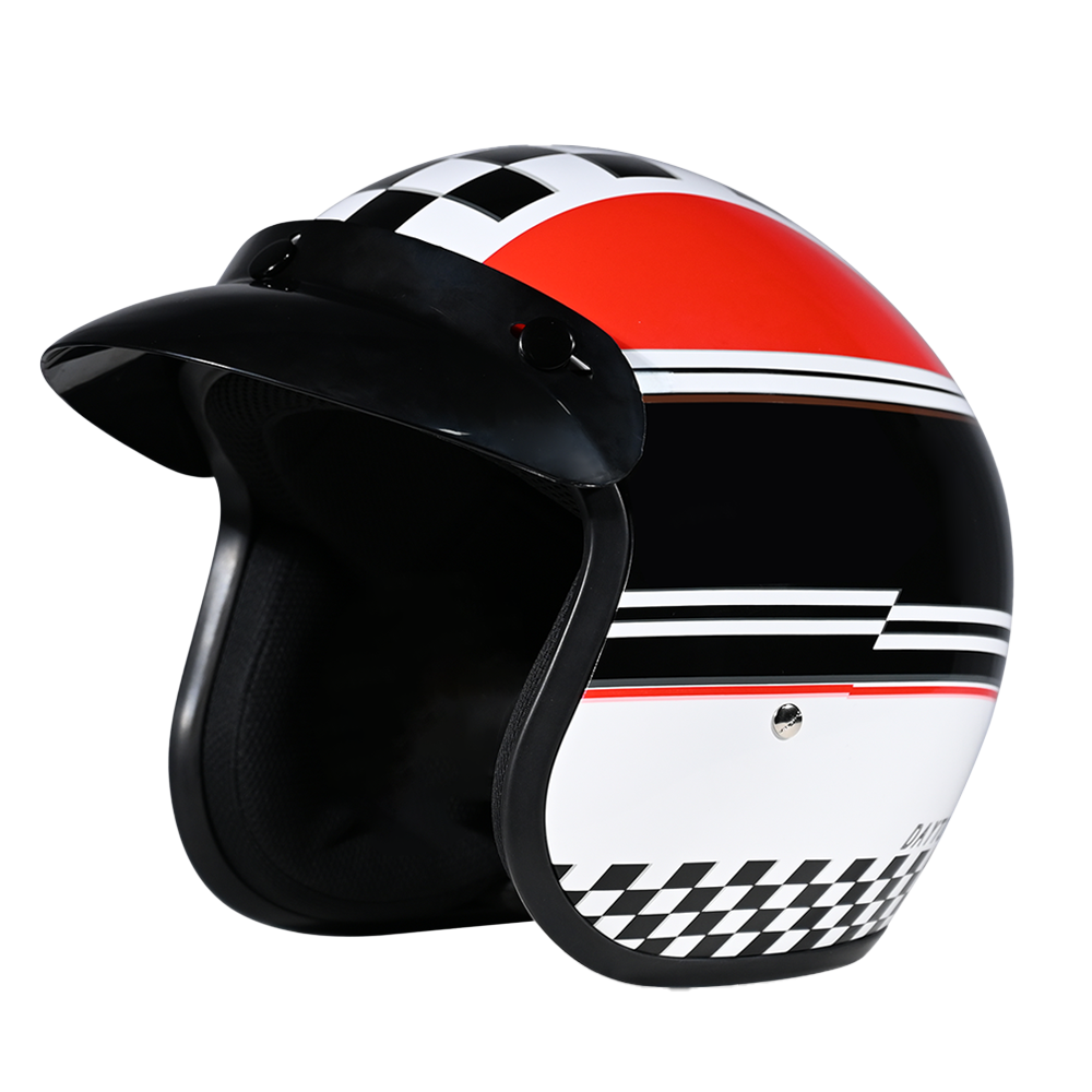 DOT Approved Daytona Cruiser Open Face Motorcycle Helmet - Men, Women & Youth - With Visor & Graphics DOT Approved Daytona Cruiser Open Face Motorcycle Helmet - Men, Women & Youth - With Visor & Graphics