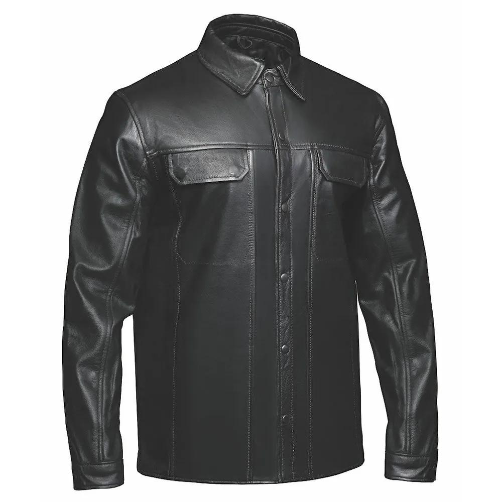 ジャケット・アウター Biker's Leather Shirt Size 36 Edge - Premium Men's motorcycle Leather Jacket (Shirt Style