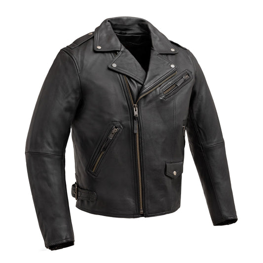 Enforcer Men's Motorcycle Leather Jacket Men's Leather Jacket First Manufacturing Company Black S 