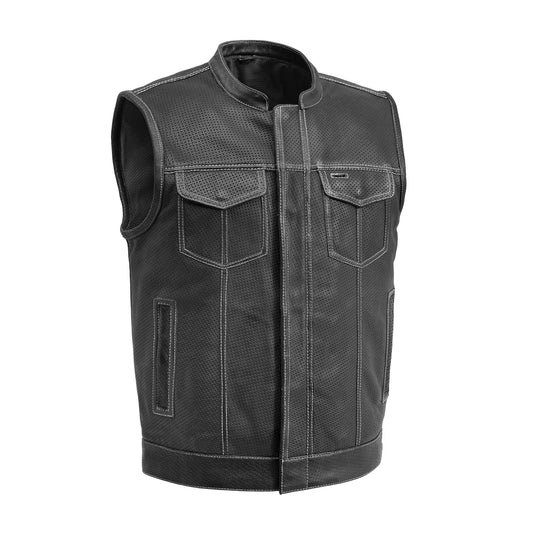 Sharp Shooter Perforated Men's Motorcycle Leather Vest
