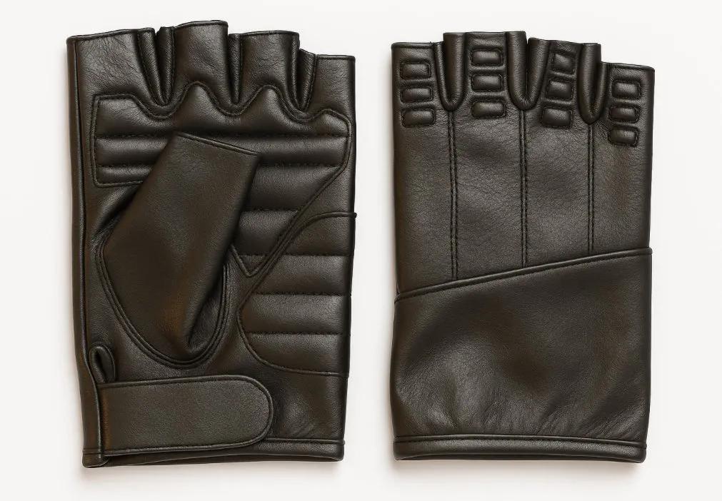 Mens Fingerless Leather Gloves