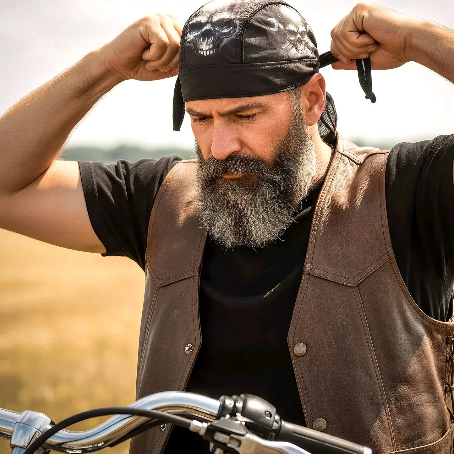 Hot Leathers Skull and Wrench Bones Lightweight Headwrap HWH1054