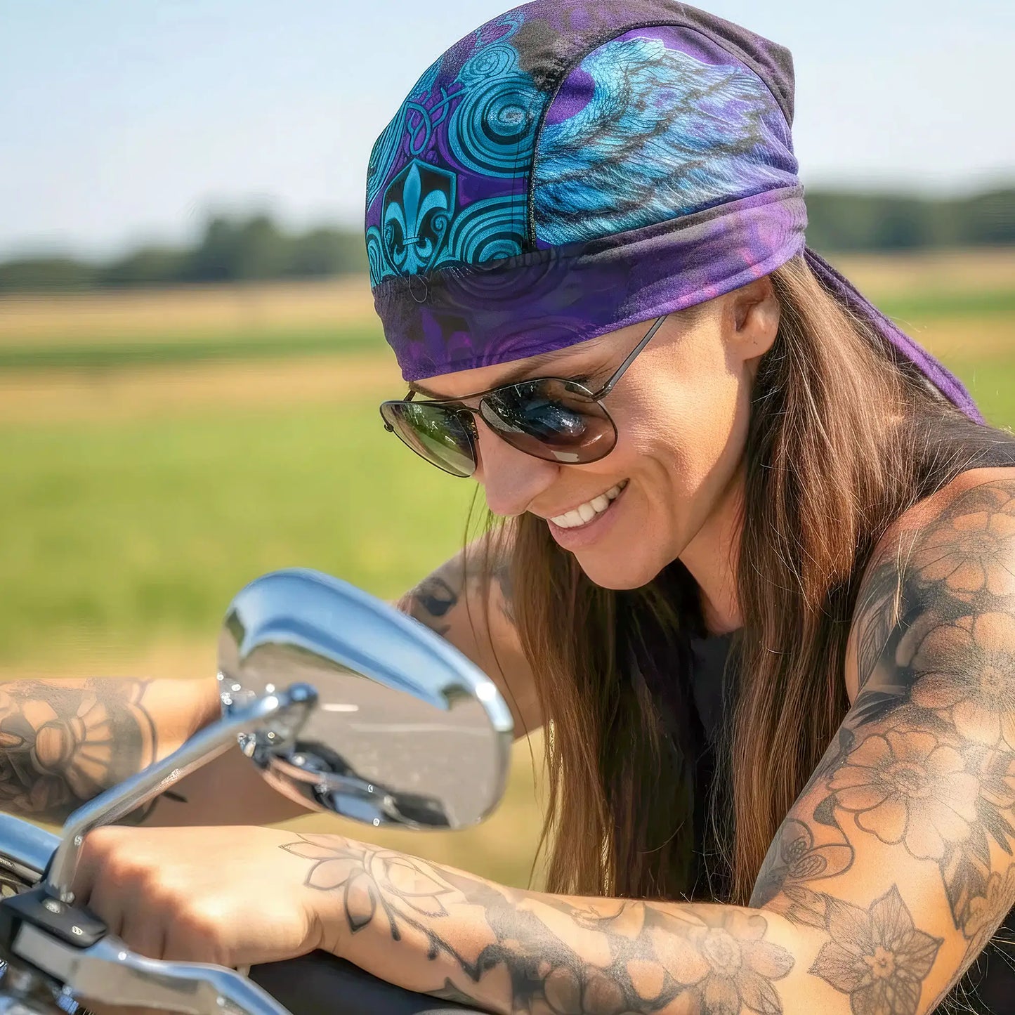 Hot Leathers Cross De Lis Lightweight Headwrap HWH1105