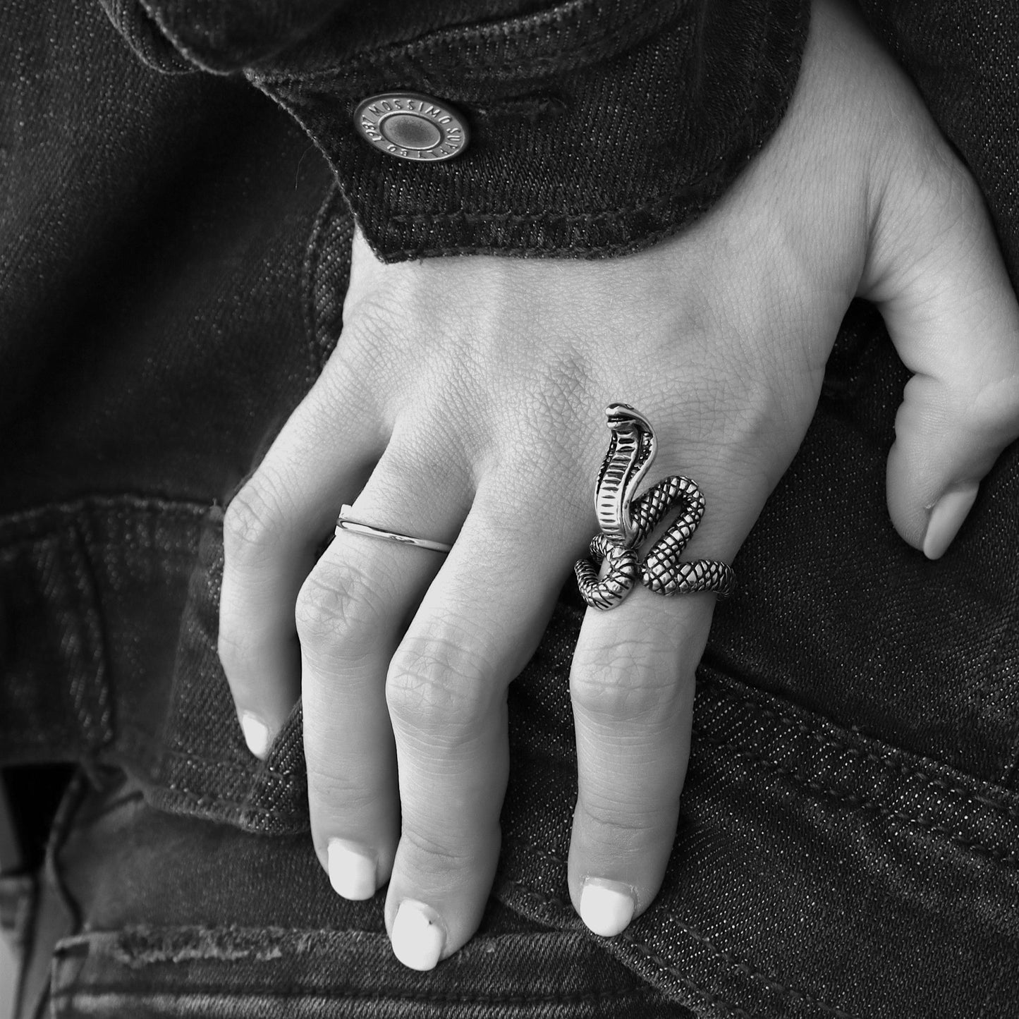 Stainless Steel Polished Cobra Unisex Ring