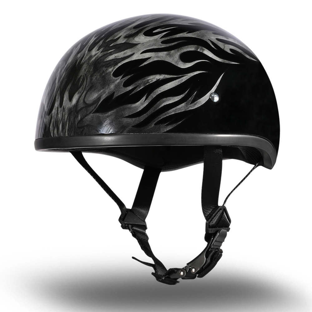 Daytona Motorcycle Half Face Helmet - Skull Cap Graphics - Ignite Grey Daytona Motorcycle Half Face Helmet - Skull Cap Graphics - Ignite Grey