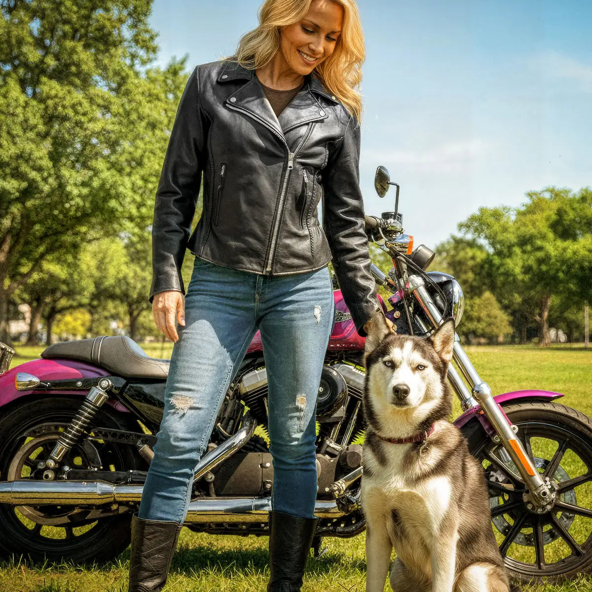 Hot Leathers JKL1009 Ladies Braided Motorcycle Leather Biker Jacket