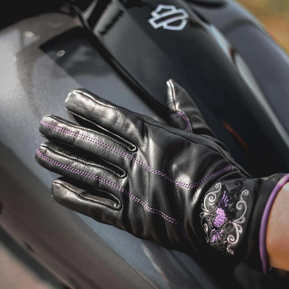 Ladies Full Finger Gloves with Purple Heart Design