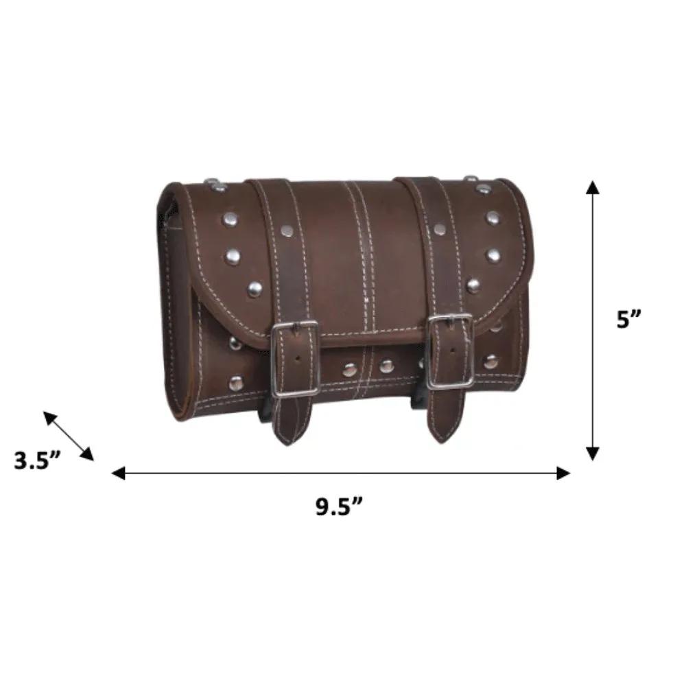 Toolbag, Double Strap - Brown Studded- Leather Tool Bag