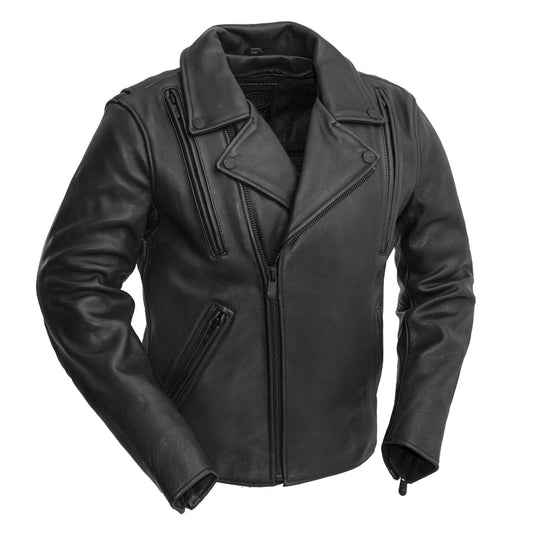 Night Rider Men's Motorcycle Leather Jacket Men's MC Jacket First Manufacturing Company Black XS 