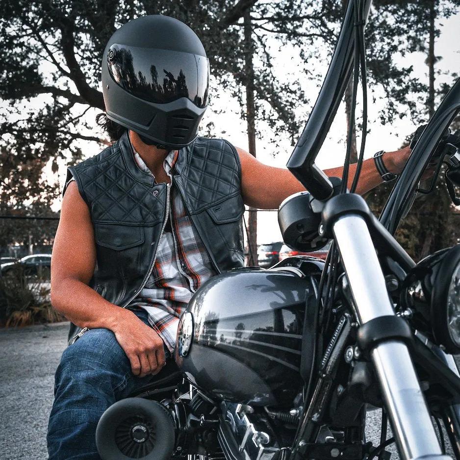 Black Diamond - Men's Club style Leather Motorcycle Vest