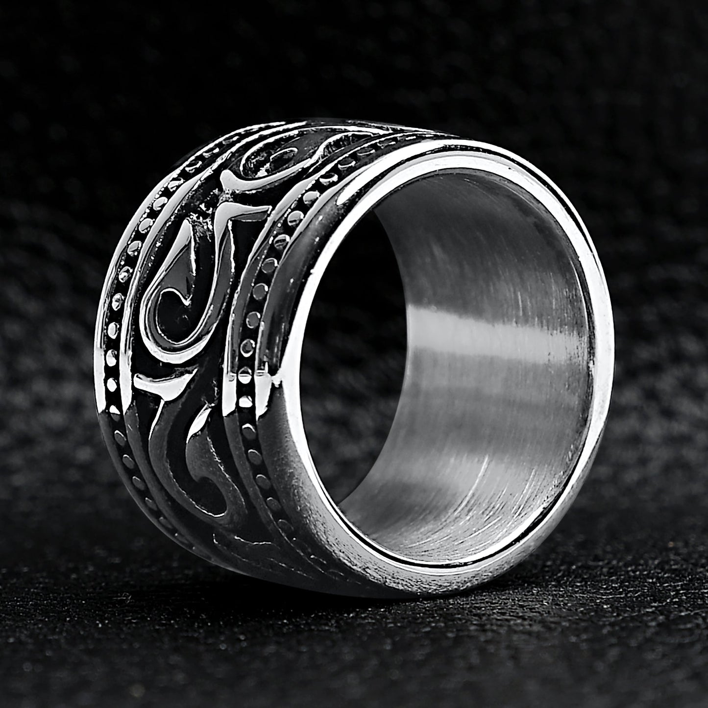 Stainless Steel Detailed Tribal Ring