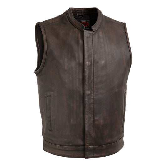 Top Rocker Men's Motorcycle Leather Vest Men's Leather Vest First Manufacturing Company Copper XS 
