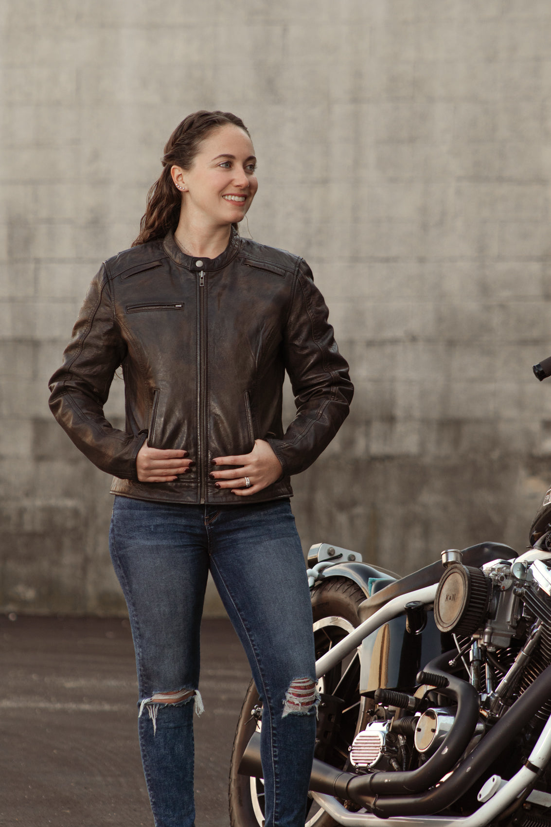 Trickster Womens Motorcycle Leather Jacket Women's Leather Jacket First Manufacturing Company   