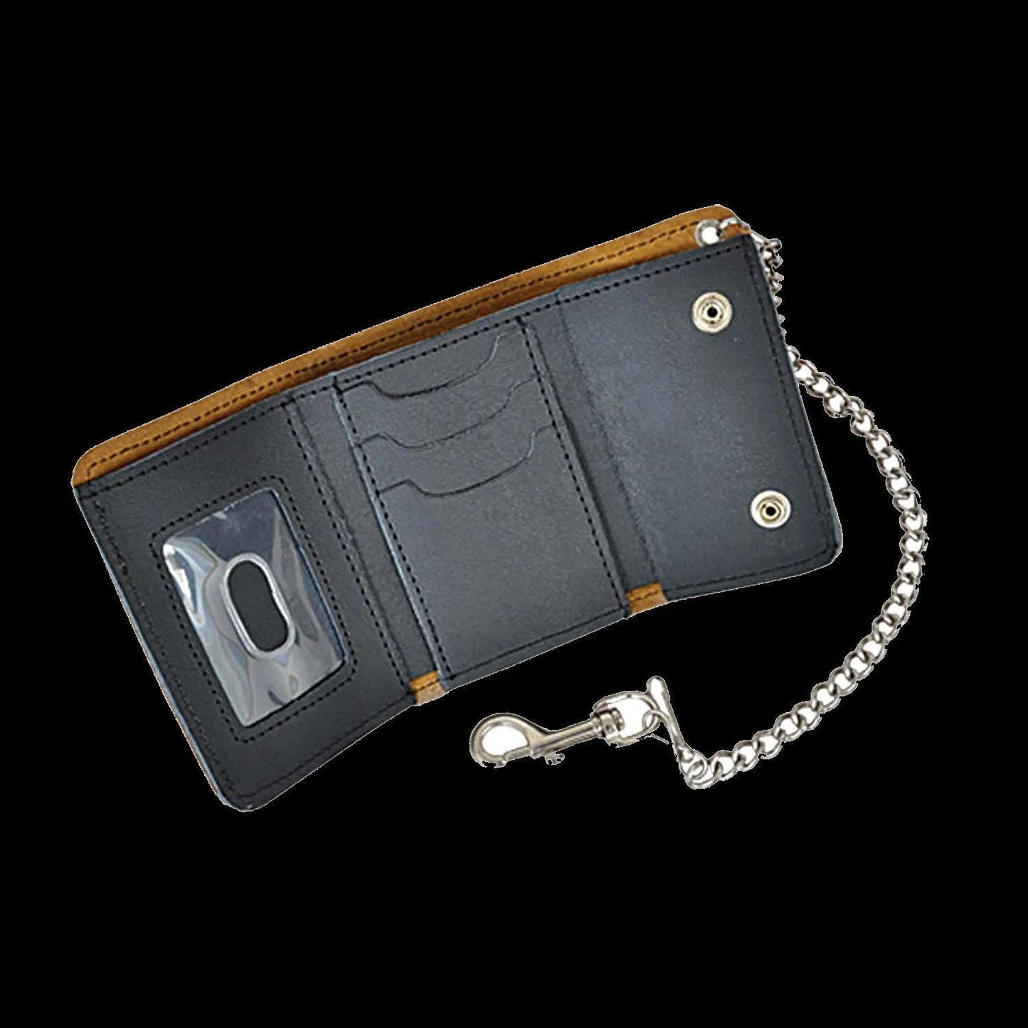 Small Brown Trifold Long Chain Biker Wallet