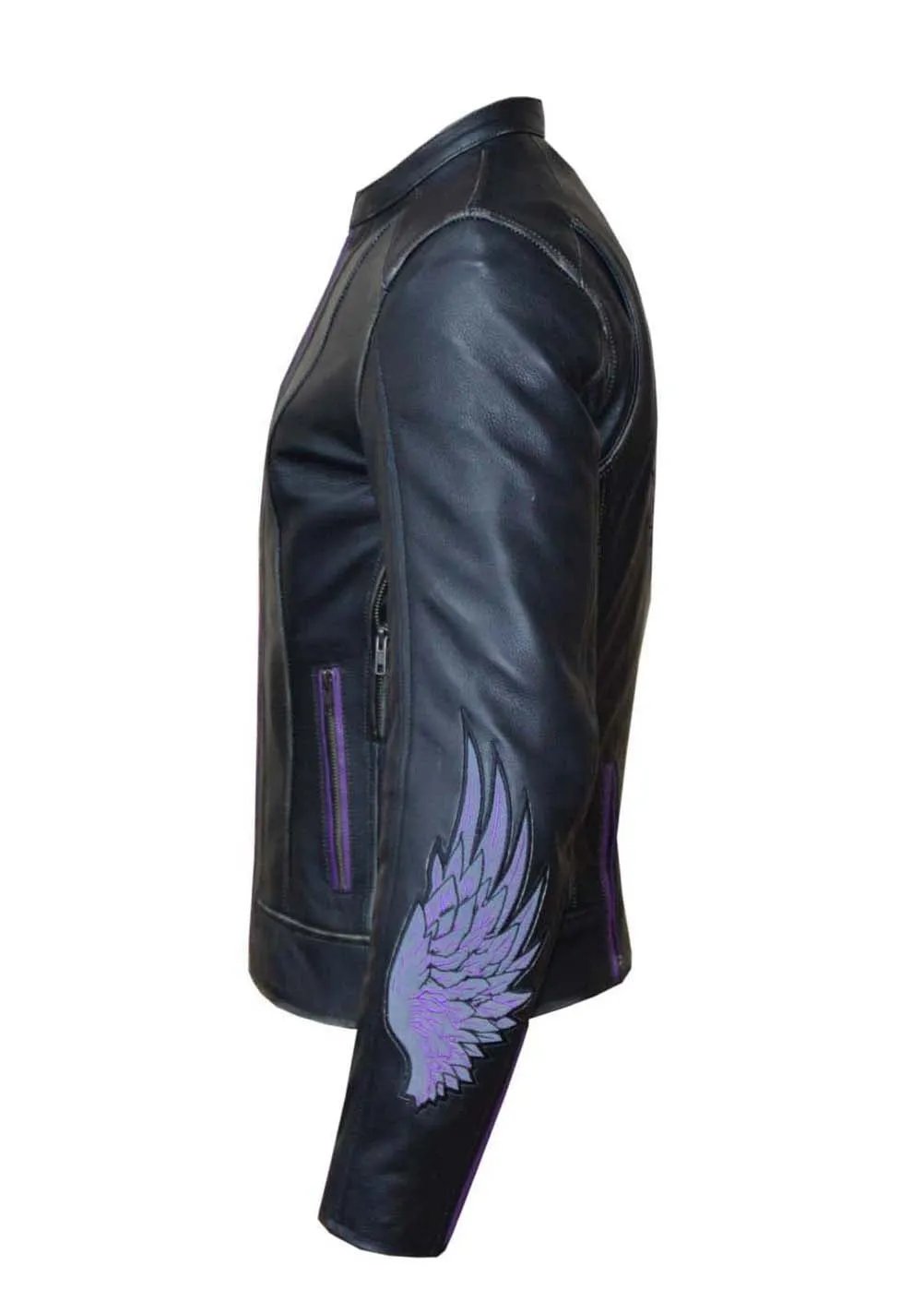 Lita - Ladies Purple Wing Leather Jacket