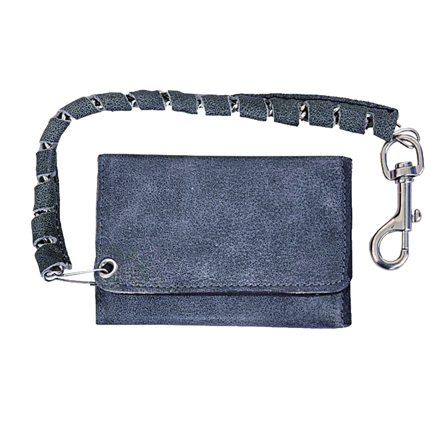 Gray Leather Biker Chain Wallet