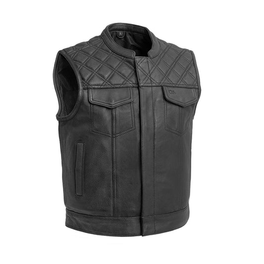Upside Men's Club Style Leather Vest Men's Leather Vest First Manufacturing Company Black S 
