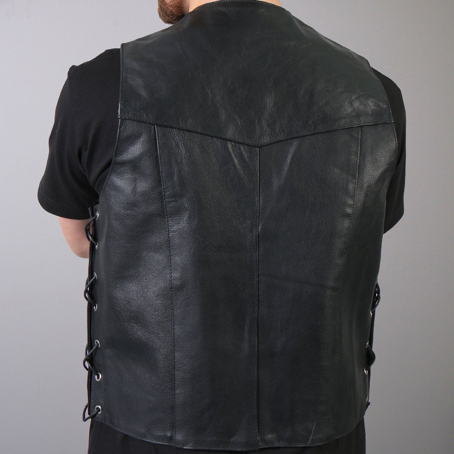 Hot Leathers VSM1022 Men's Motorcycle Black 'Conceal and Carry' Leather Biker Vest