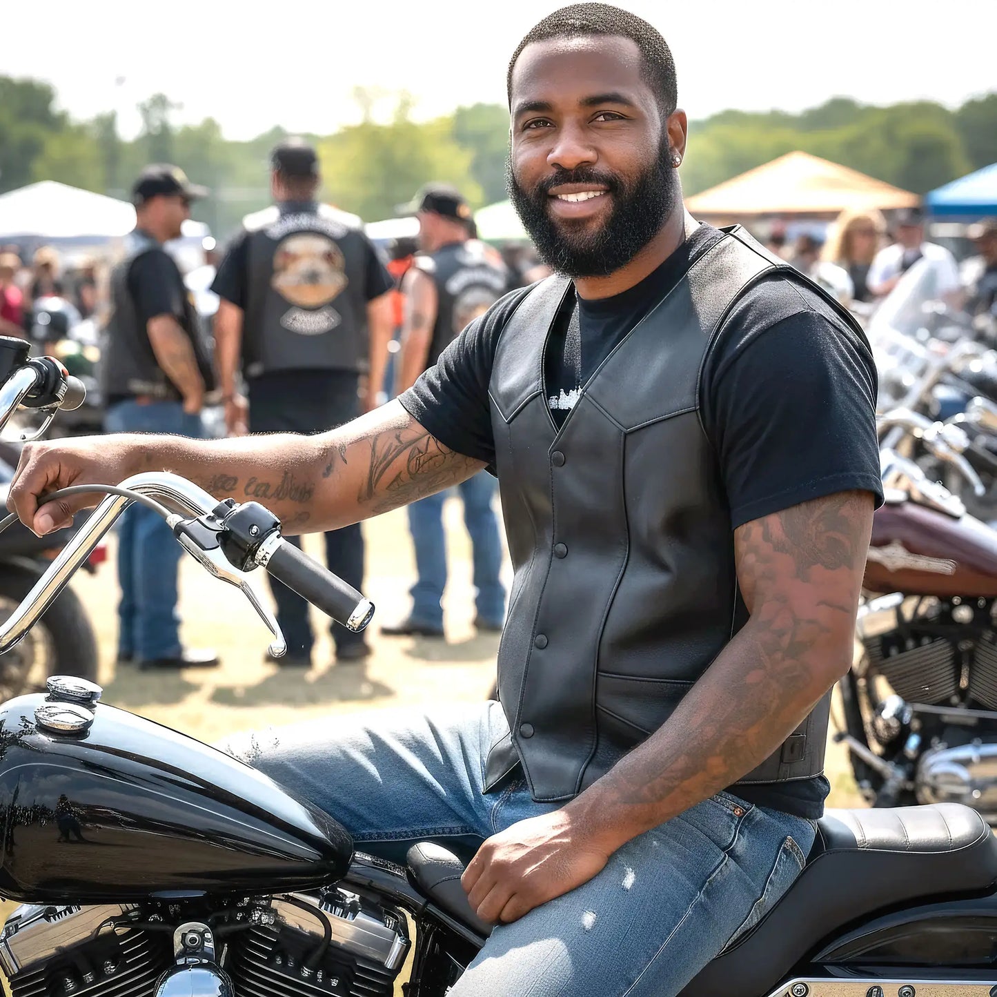 Hot Leathers VSM5006 Men's USA Made Classic Premium Biker motorcycle Leather Vest