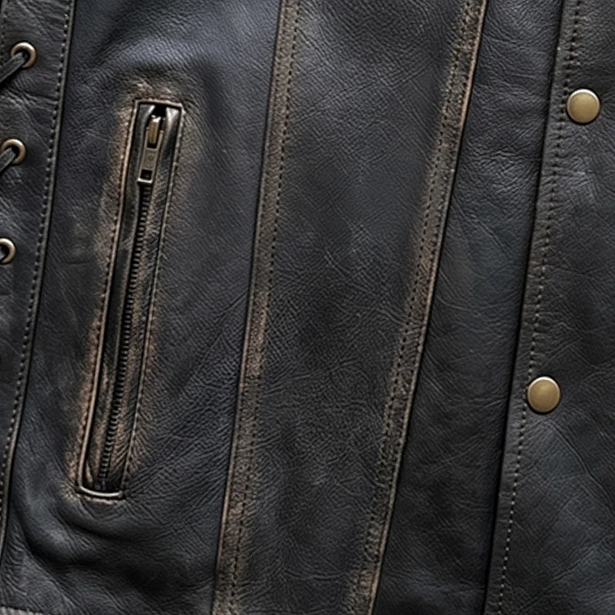 Colorado - Men's Motorcycle Leather Vest (Brown)