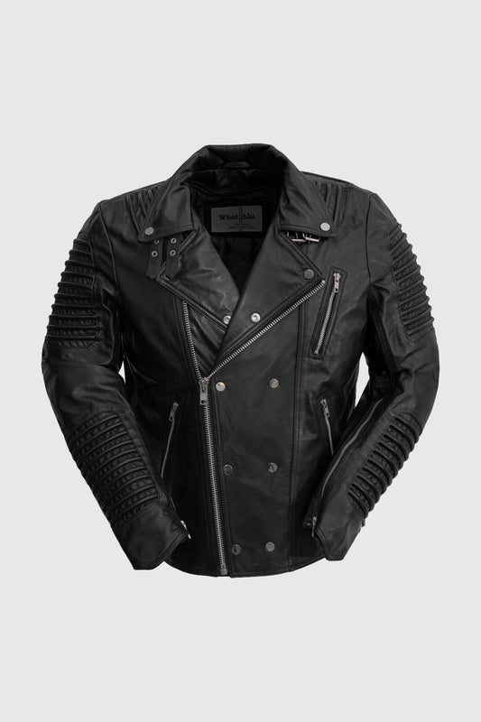Brooklyn Mens Lambskin Leather Jacket Black Men's Motorcycle style Jacket Whet Blu NYC S Black 