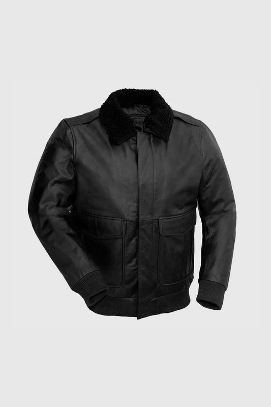 Men's Bomber Leather Jacket Black (POS) Men's Bomber Jacket Whet Blu NYC XS BLACK 