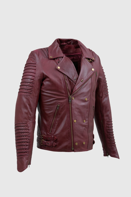 Brooklyn Men's Lambskin Leather Jacket Oxblood (POS) Men's Motorcycle style Jacket Whet Blu NYC S Oxblood 